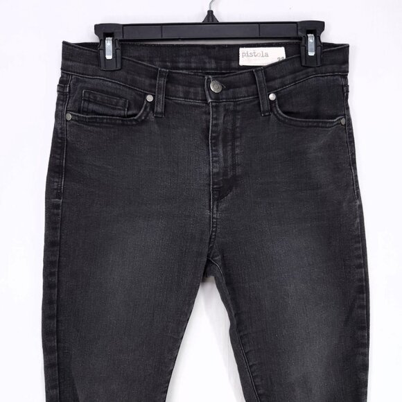 Pistola Skinny Jeans Size 28 Woman's Mid Rise Distress Black Denim Stretch - Picture 3 of 14
